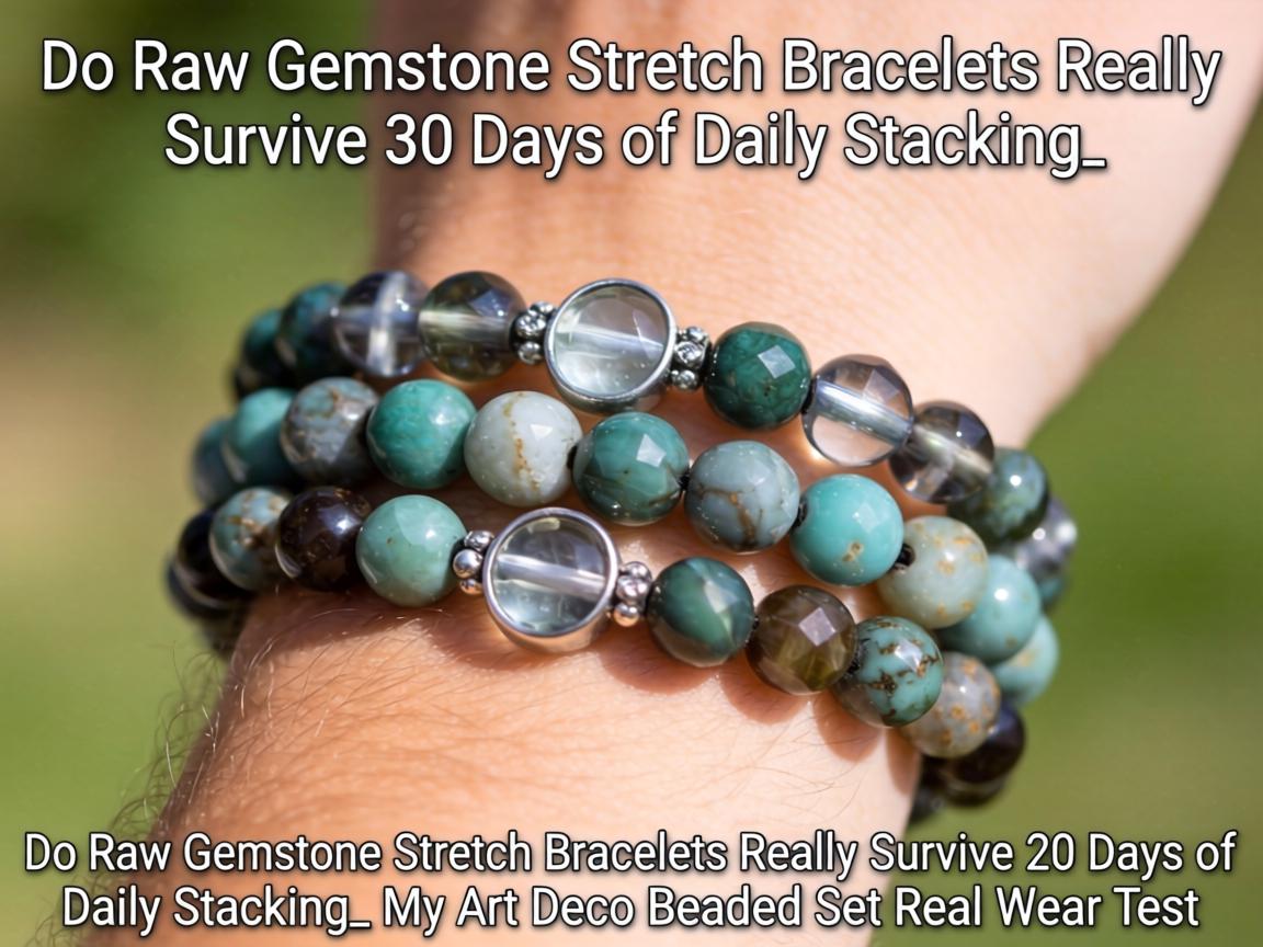 Do Raw Gemstone Stretch Bracelets Really Survive 30 Days of Daily Stacking_ My Art Deco Beaded Set Real Wear Test